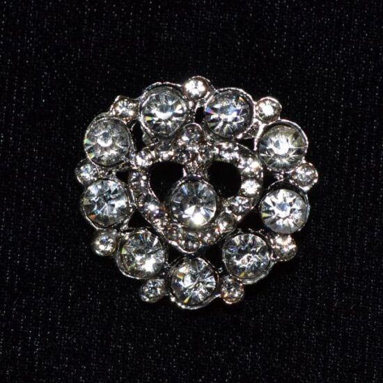 23mm Rhinestone Heart Button