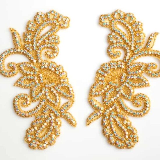 Gold AB Matching Cora Large Rhinestone Applique