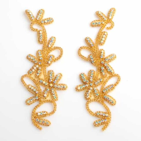 Gold AB Flora Matching Rhinestone Applique Gold AB Flora Matching Rhinestone Applique