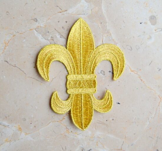 Embroidered Gold Fleur De Lis Emblem (Iron-On)