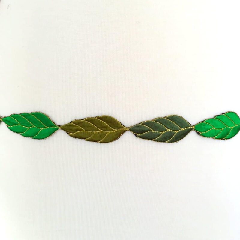 Embroidered Green Leaf Medley Trim Embroidered Green Leaf Medley Trim