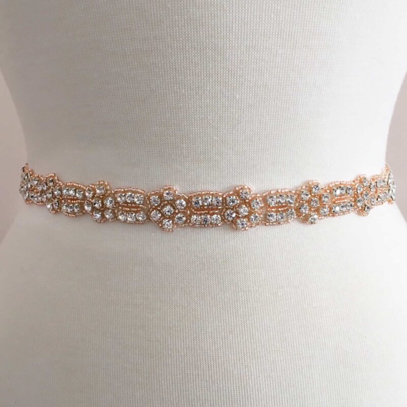 Rose Gold Eunice Rhinestone Beaded Trim Rose Gold Eunice Rhinestone Beaded Trim