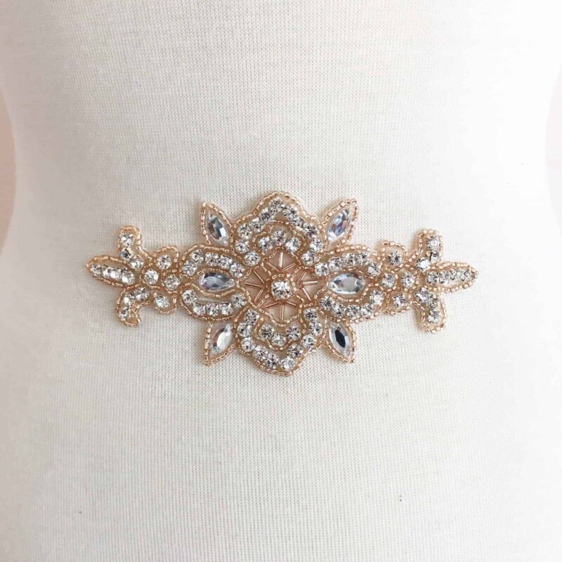 Rose Gold Eloise Emblem Rhinestone Applique Rose Gold Eloise Emblem Rhinestone Applique