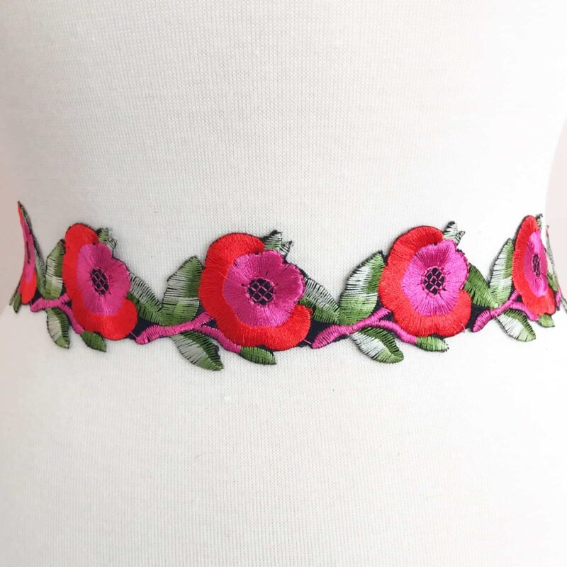 Floral Stem Embroidered Trim (Iron-On) Floral Stem Embroidered Trim (Iron-On)