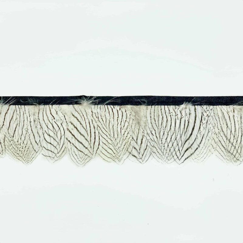 FT832 WHITE LADY AMHERST PHEASANT 1 Black and White Lady Amherst Pheasant Feather Fringe Trim