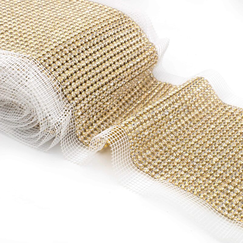 RB24-CRYGOLD-1 24 Row Rhinestone Banding Metal Set AB Gold