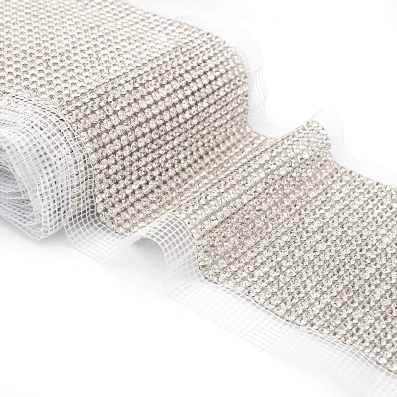 RB24-CRYSIL 24 Row Rhinestone Banding Metal Set Crystal Silver