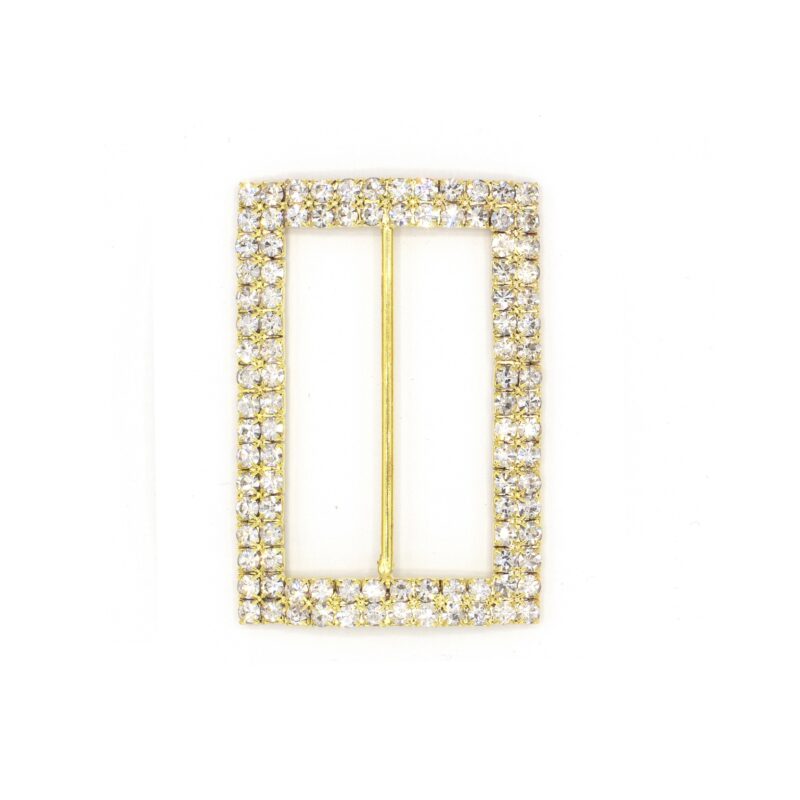 RBU53-GOLD-1 Rectangle Rhinestone Buckle Slider
