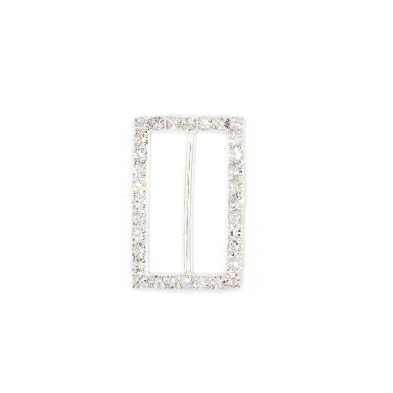 RBU55-SIL-1 1" x 1.5" Inch Rectangle Rhinestone Buckle Slider