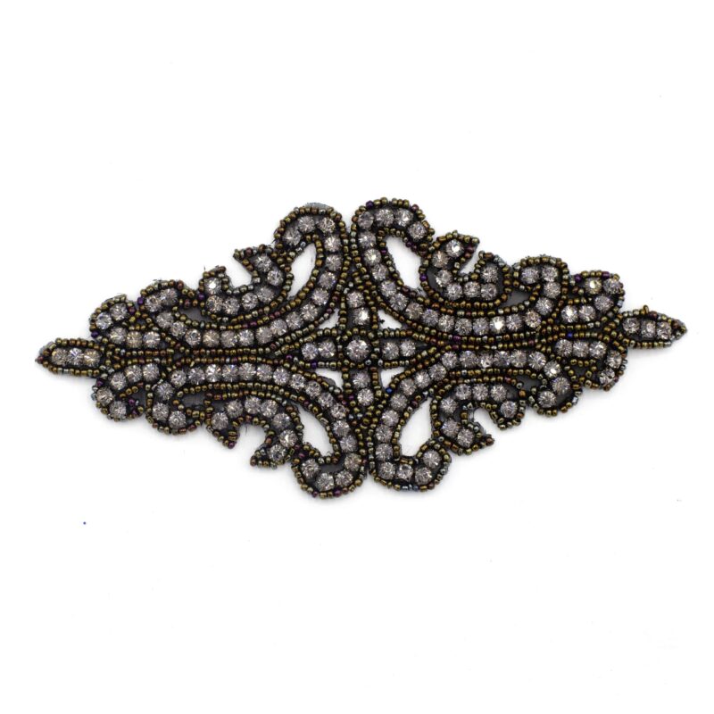 RA554 OLIVE Large Rhinestone Emblem Applique (Olive)