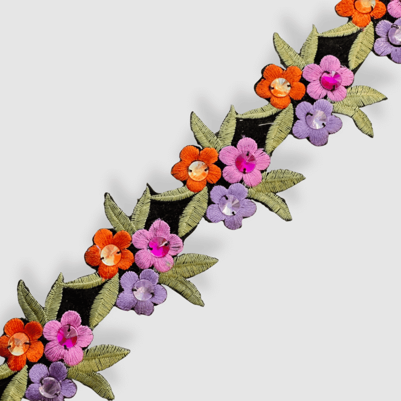 Floral Bouquet Embroidered Acrylic Trim | Iron-on