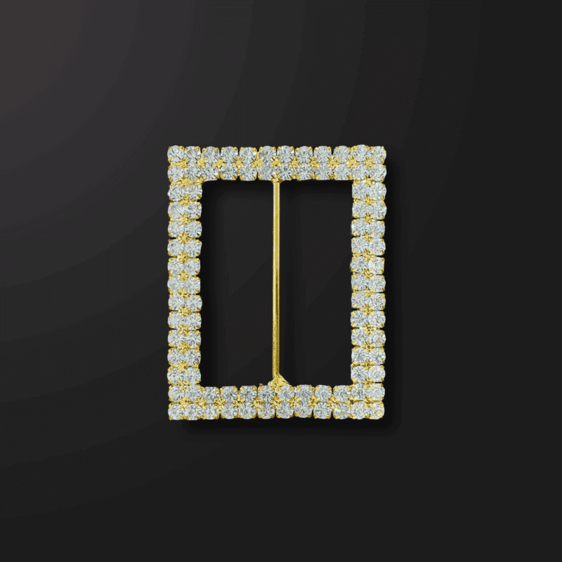 IMG_2885 Gold Rectangular Rhinestone Buckle - 2.75"x2"