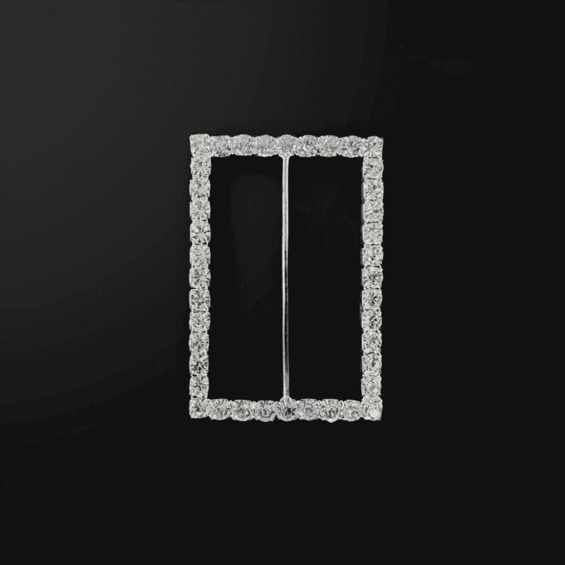IMG_2921 Rectangular Silver Rhinestone Buckle – 3" x 2"