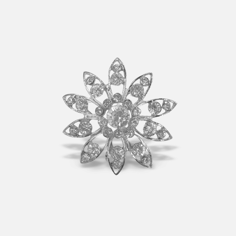 IMG_2983 Daisy Silver Rhinestone Brooch