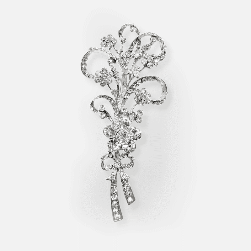 IMG_3038 Floral Bow Rhinestone Brooch