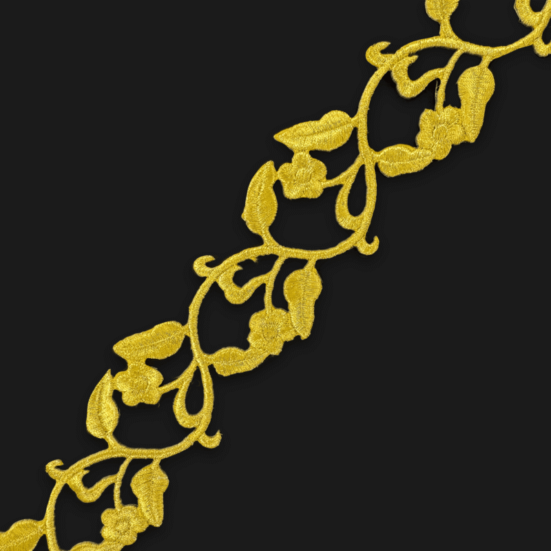 IMG_4637 Vine Leaf Embroidered Trim – 2” Wide