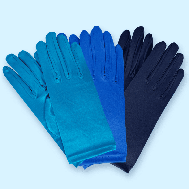 Shades of Blue Short Shiny Satin Gloves Short Satin Gloves - Shades of Blue