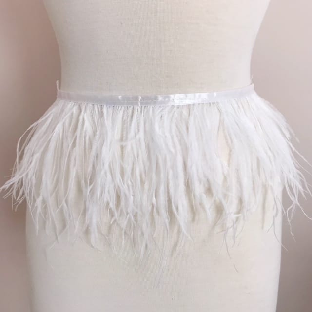 5 inch Real Natural Ostrich Feather Fringe Trim (ass't Colors) (Color: Navy) - Shine Trim