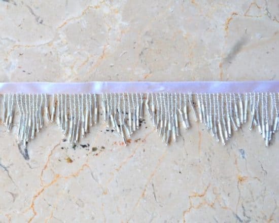 3 Stretch Variegated Beaded Fringe on Elastic (Color: Silver) - Shine Trim