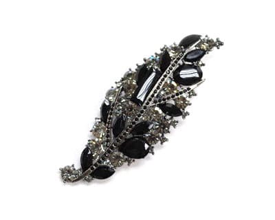 Large Leaf Rhinestone Brooch