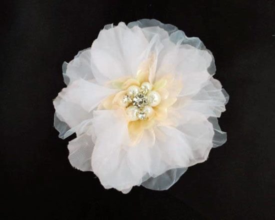 Organza Blossom Rhinestone Pearl Center