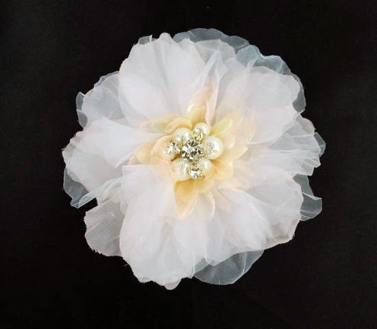 Organza Blossom Rhinestone Pearl Center