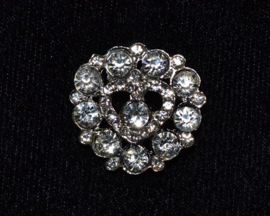 23mm Rhinestone Heart Button