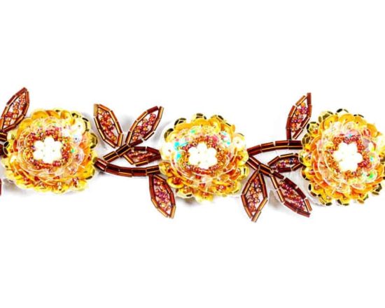 Detailed Beaded Sequin Flower Trim