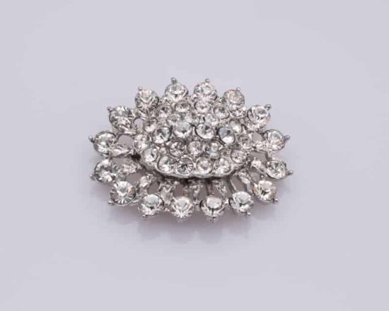 Oval Rhinestone Beads Crystal Sunshine Flower Design Gold Plt Brooch Pin B206 