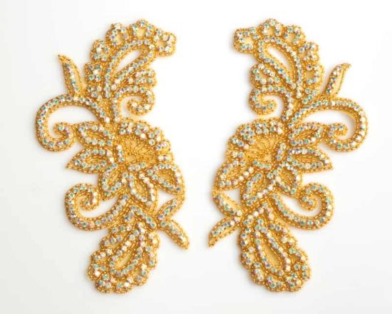 Gold AB Matching Cora Large Rhinestone Applique