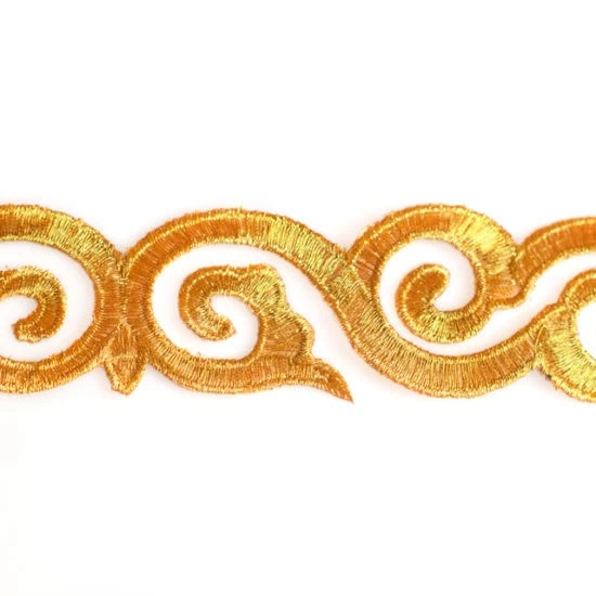 Embroidered Gold Swirl Trim