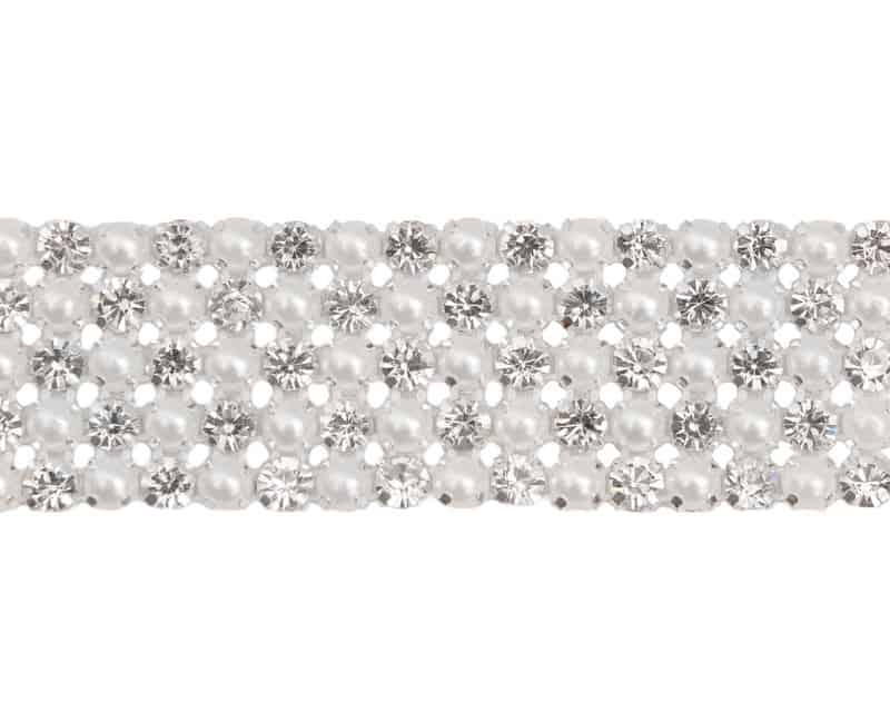 Rhinestone Plastic Pearl Trim (Color: Gold) - Shine Trim