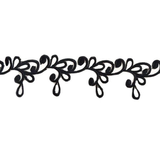 Embroidered Long Swirl Trim