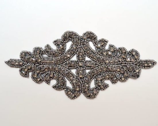 Large Rhinestone Emblem Applique (Gunmetal)