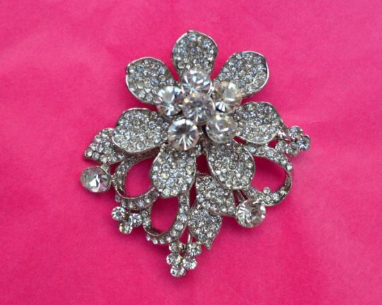 Justine Floral Rhinestone Brooch