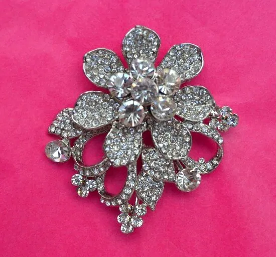 Justine Floral Rhinestone Brooch