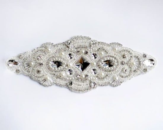 Candela Crystal Rhinestone Pearl Applique (Iron-On)