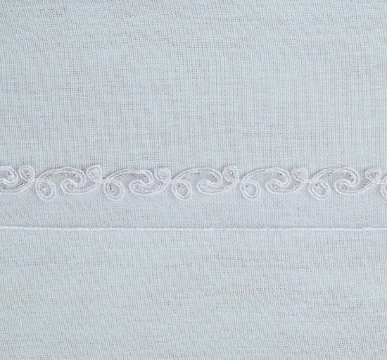 Embroidered Border Tulle Trim with Seed Beads