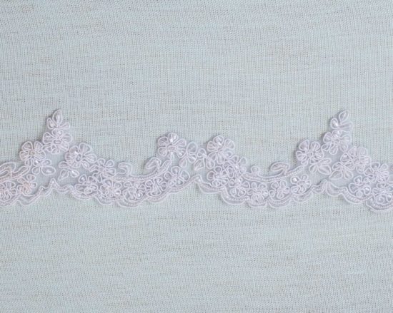 Dahlia Embroidered Beaded Scallop Lace Trim