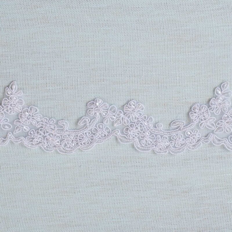 Dahlia Embroidered Beaded Scallop Lace Trim Dahlia Embroidered Beaded Scallop Lace Trim