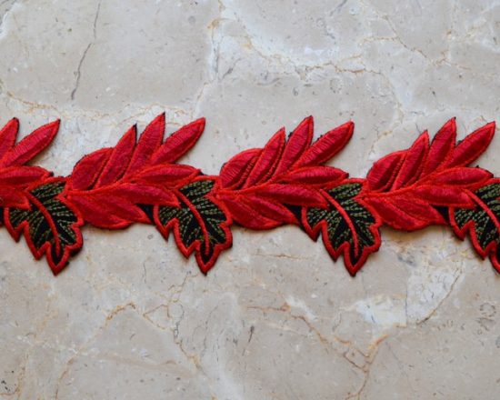 Embroidered Velvety Leaf Trim (Iron-On)