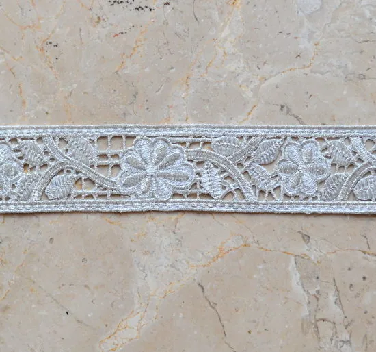 Embroidered Floral Band Trim (Iron-On)