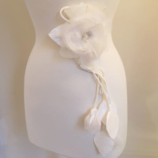 Organza Satin Bloom with Leaves