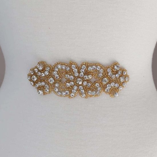 Bella Gold Emblem Rhinestone Applique