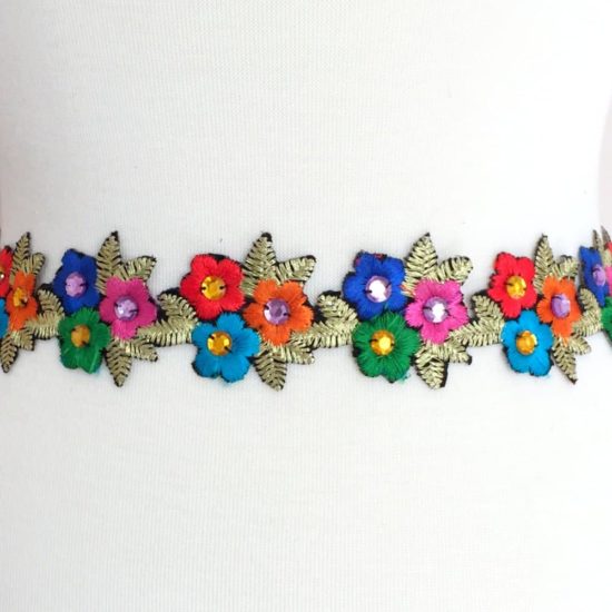 Floral Bouquet Embroidered Acrylic Trim (Iron-On)