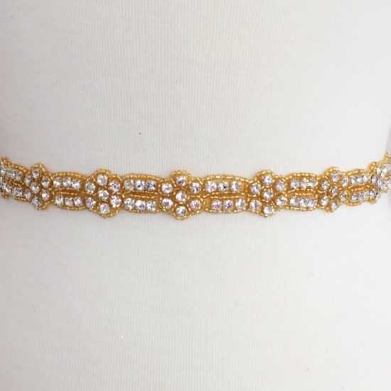 Gold Eunice Rhinestone Beaded Trim