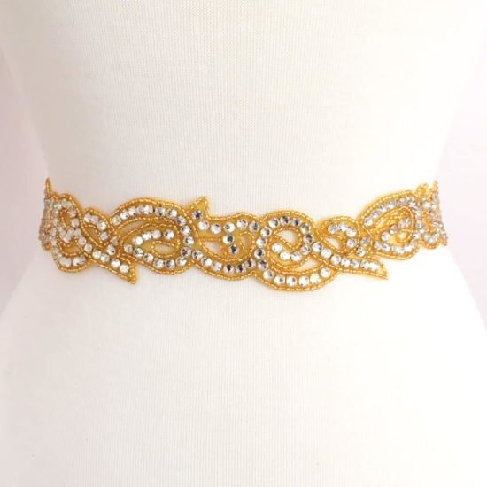 Gold Rhinestone Swirl Trim