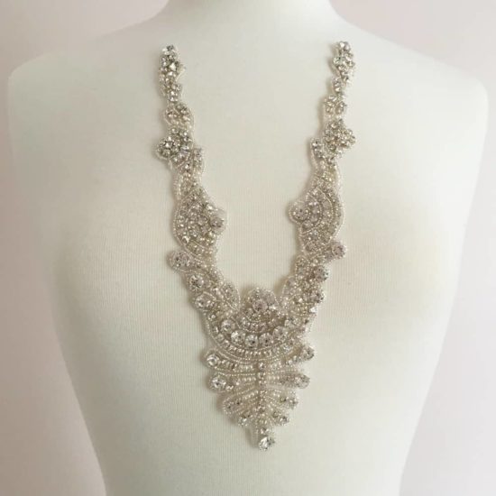 Zaya Crystal Pearl Neckline Applique (Iron-On)