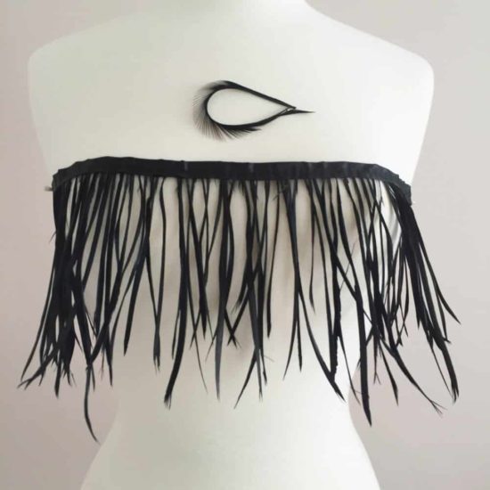 Black Ostrich Feather Fringe, Feather Trimming With Ribbon, Natural Ostrich  Hair Feather, Feather Decoration, by the Yard, MC007 