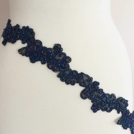 Floral Embroidered Beaded Trim